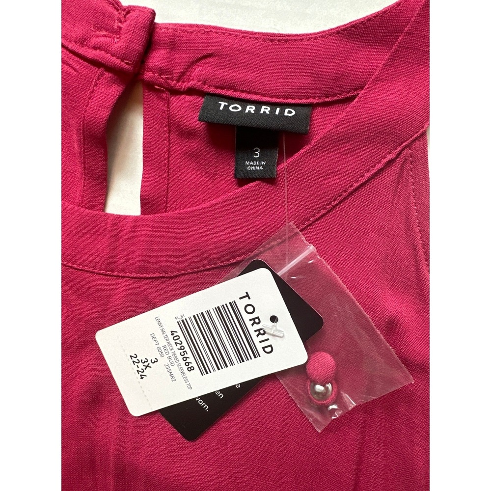 Torrid Lenny Halter Neck Top Women 3X Red Tiered Sleeveless Boho Coquette - Picture 4 of 8
